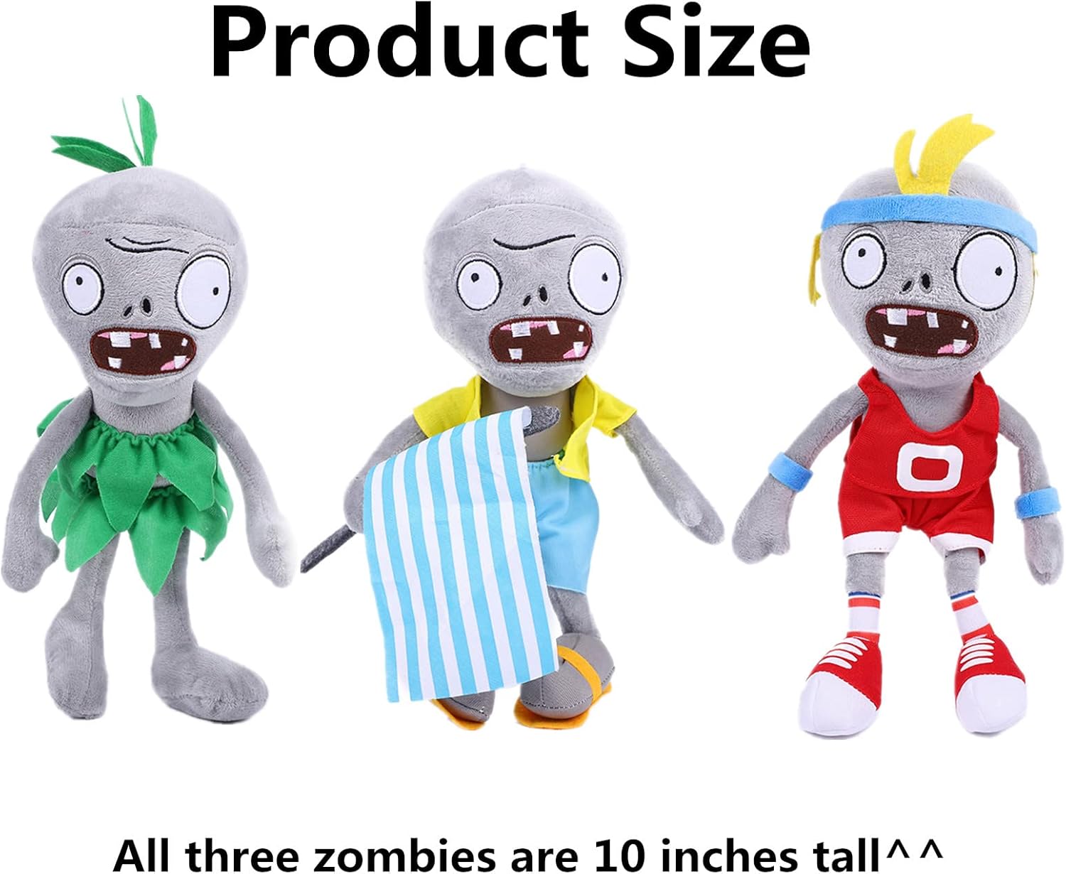 3 PCS PVZ Plush Zombies Sets Toys Stuffed Soft Figure Doll Jersey, Flag, Hula Zombies, Great Gift for Christmas, Birthday New
