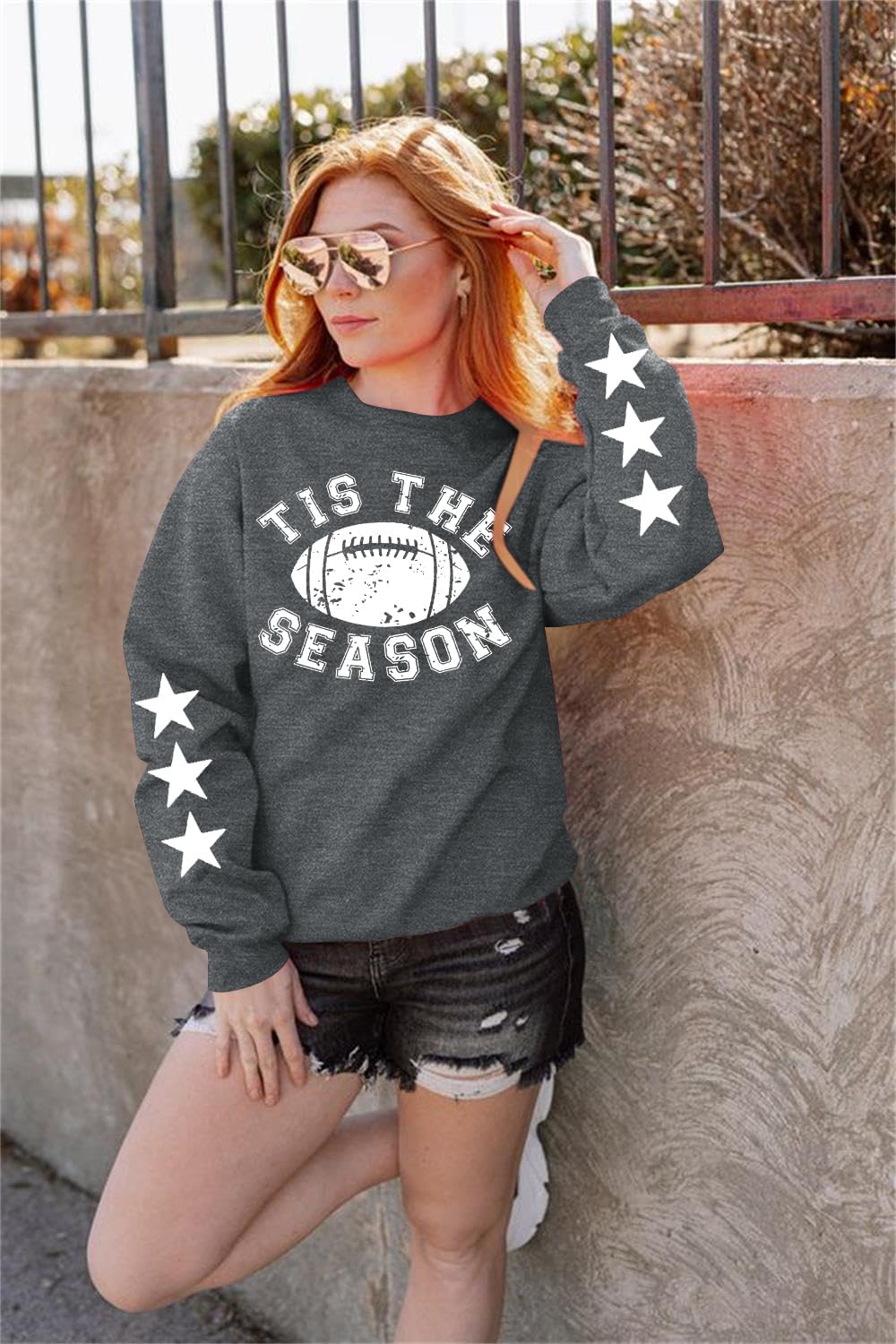 ALLTB Football Sweatshirt Women Tis The Season Shirts Football Mom Shirt Game Day Pullover Long Sleeve Tops - Image 5