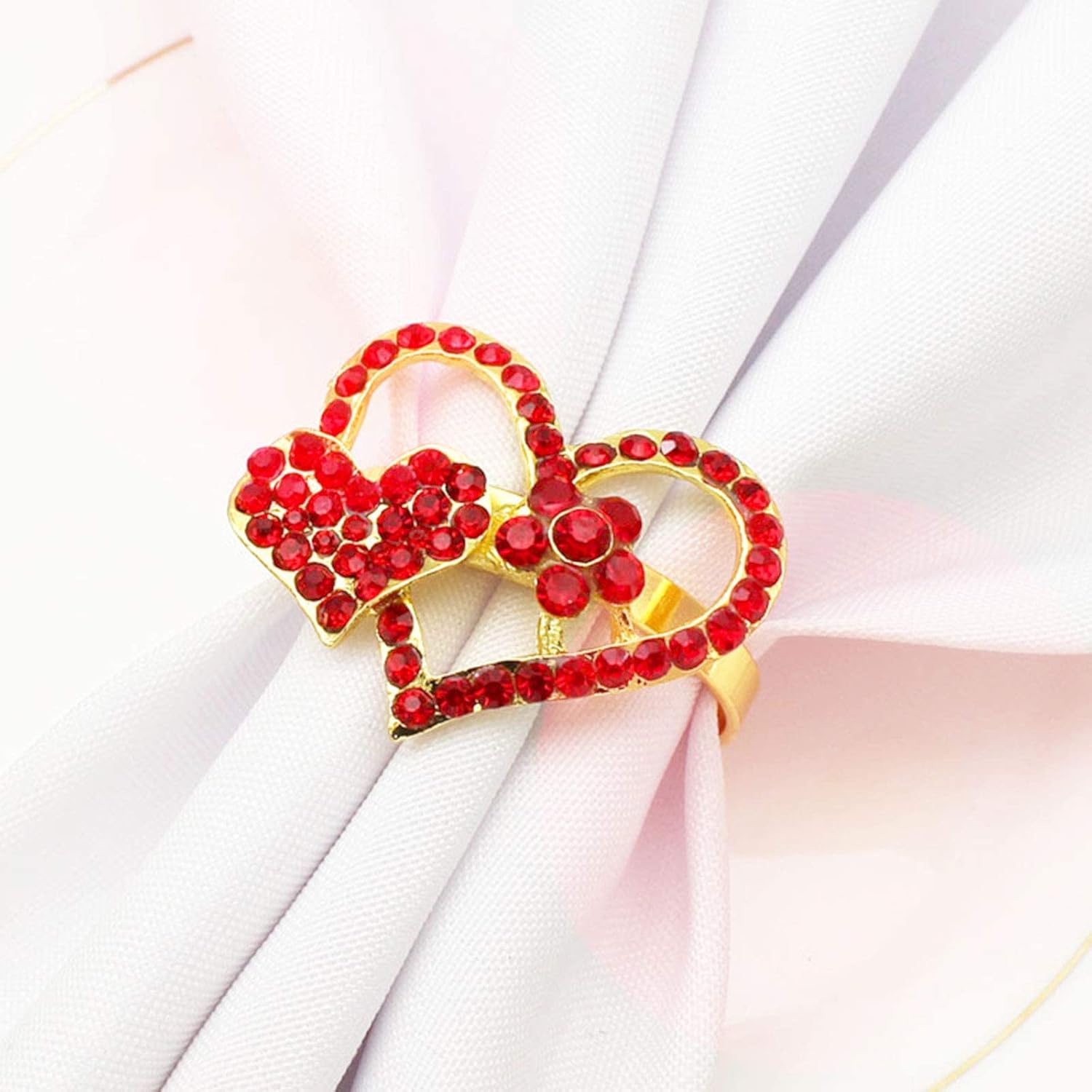 Suреr Bіg Clеаrаnсе! Junejour Gold Valentine Napkin Rings Set of 8, Valentine’s Day Napkin Rings with Rose Heart Rhinestones Love, Valentine Day Napkin Holder, Dinner Party and Table Holiday Hotel Valentines Day Decor