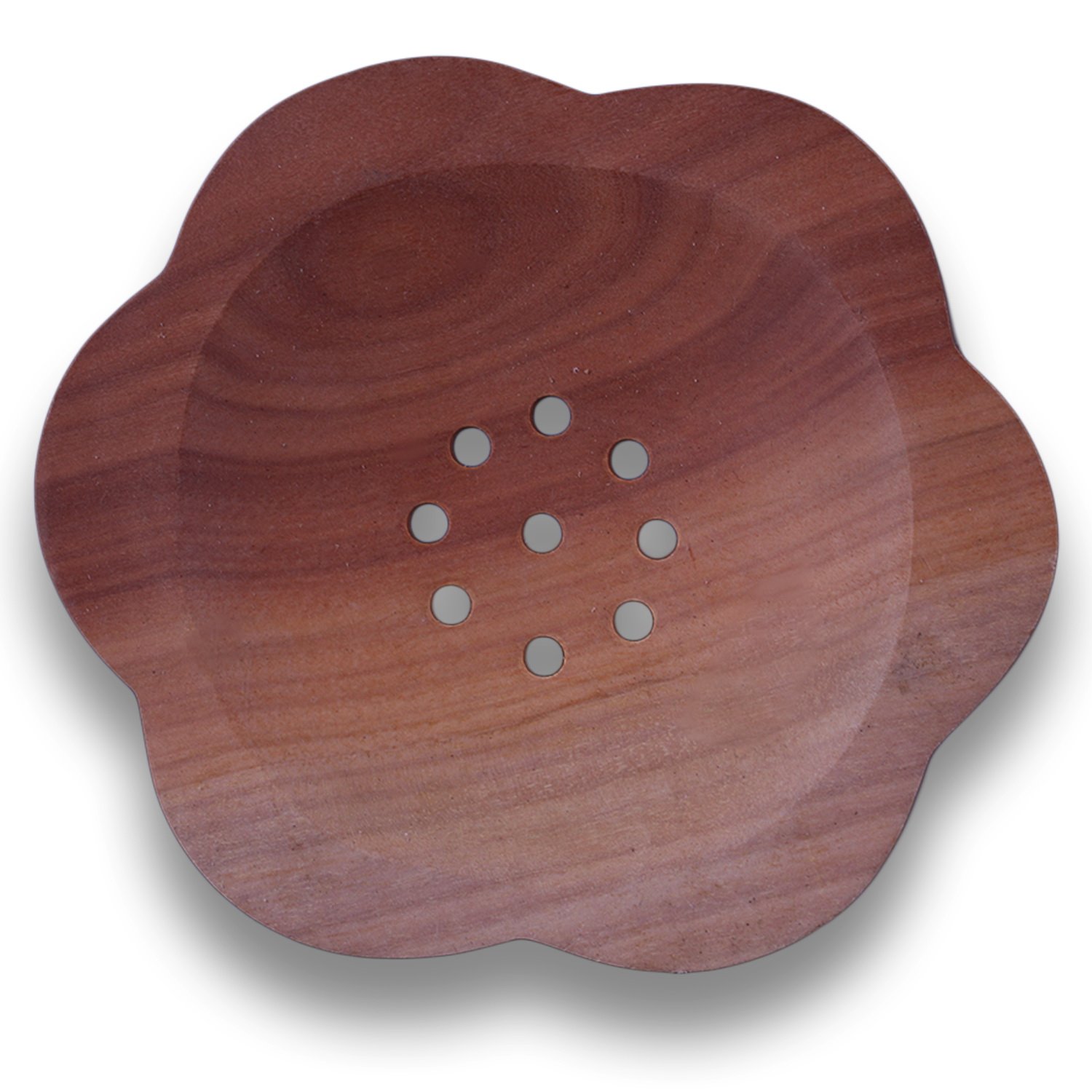 ART-CRAFT Seifenschale aus Natur Holz Blume mit Ablaufrinne 