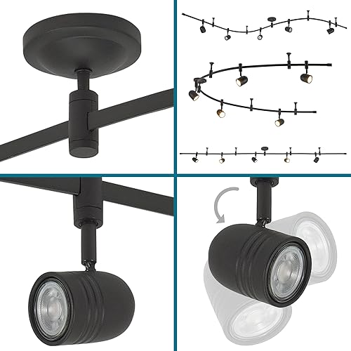 Miniatura 8 de Catalina Lighting - Lámpara de techo de pista de 96 pulgadas, bronce aceitado, 5 luces LED de transición flexible, bombilla incluida, para cocina,