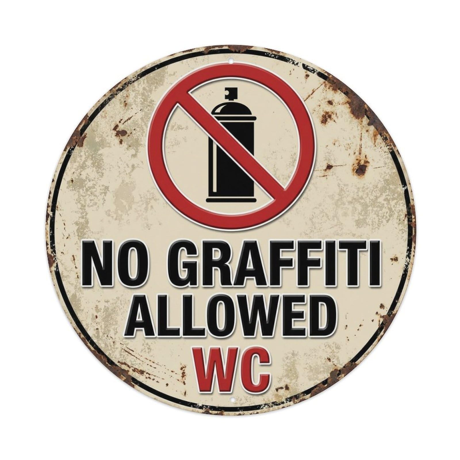 Metal Tin Sign No Graffiti Allowed WC Warning Sign