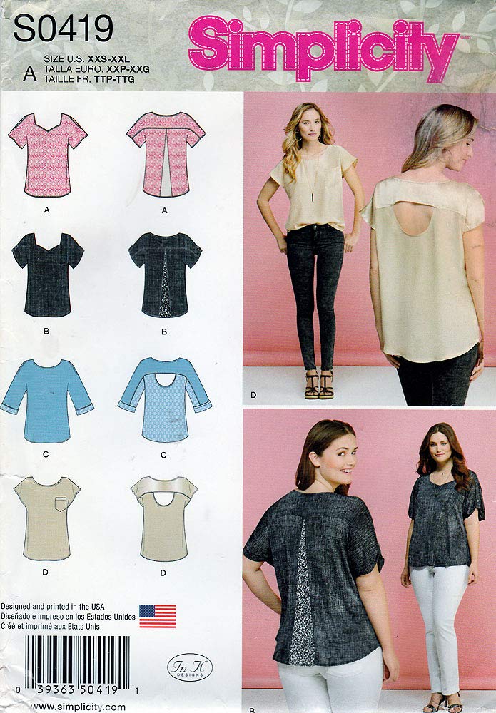 Patron de couture femme Simplicity S0419 idéal pour créer vos vêtements de week-end confortables