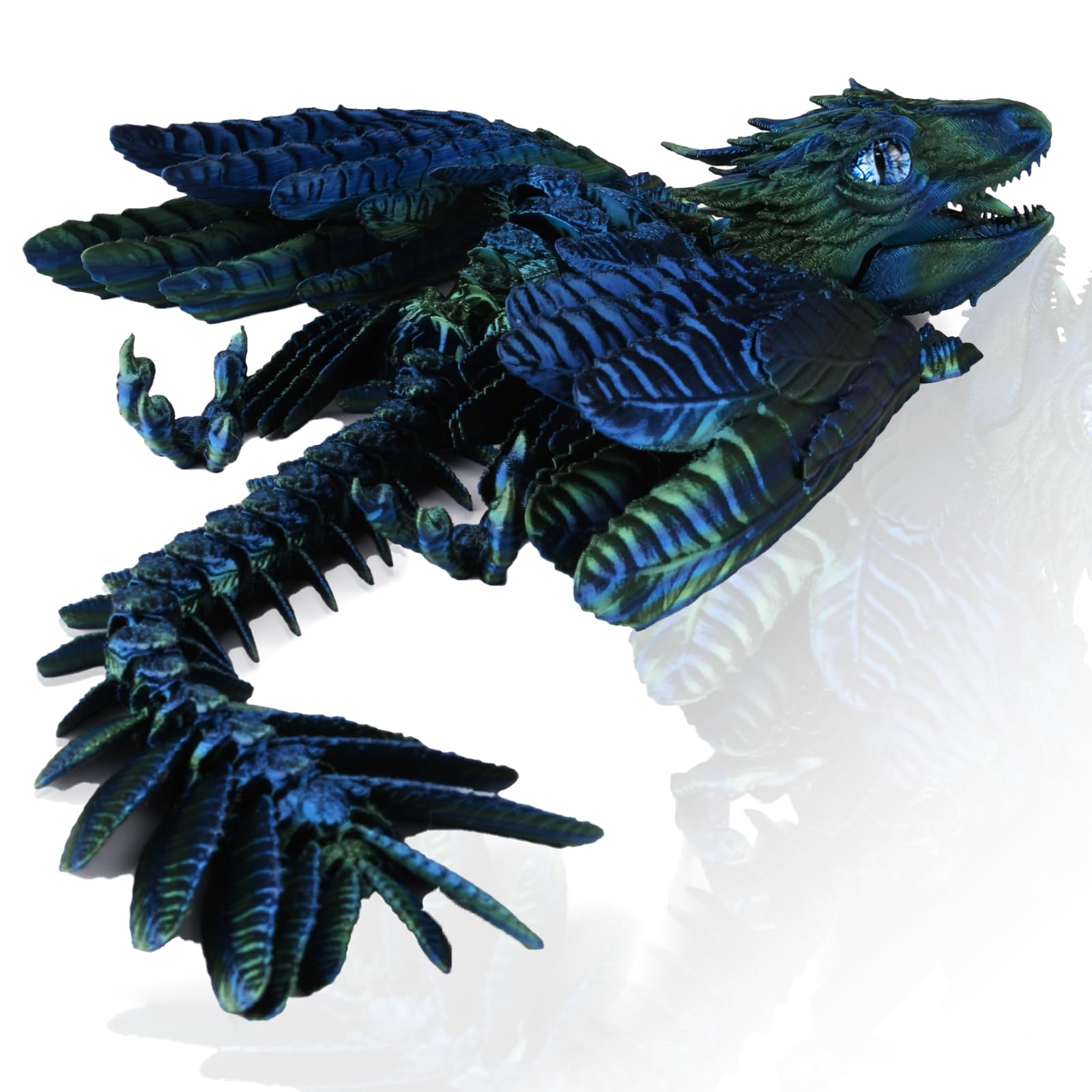 3D Dragon Figures 3D Printed Dragon Toy Dragon Realistic Moving Dragon 3D Printed Dragon with Wings (Blue)