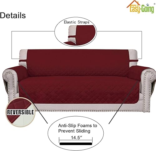 Miniatura 189 de Easy-Going - Funda reversible sobredimensionada para sofá de 3 cojines, protector de muebles resistente al agua con tubos de espuma para perros Gris