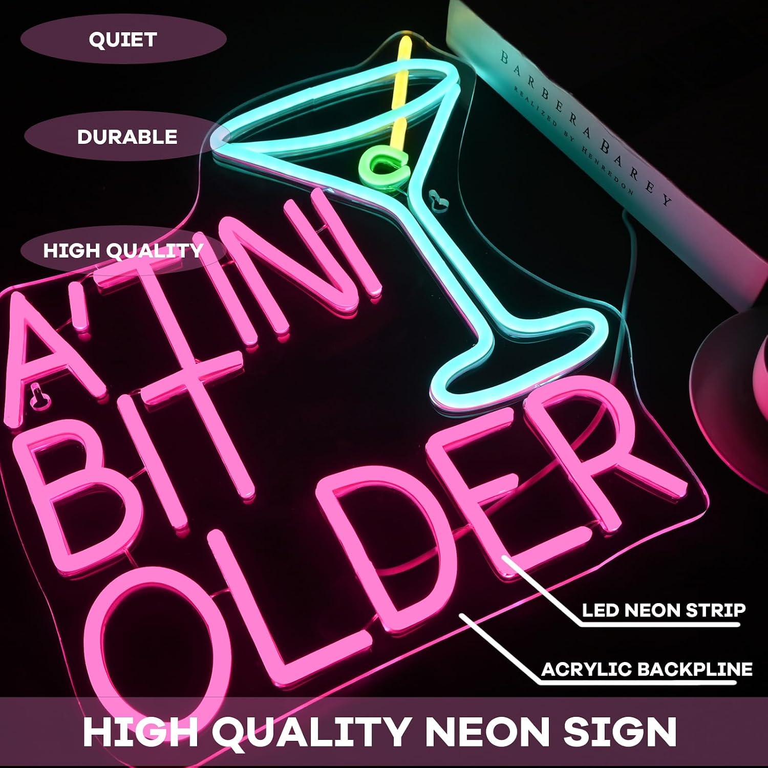 A'TINI BIT OLDER Neon Sign Dimmable Light Up Signs for Pub Store Man Cave Room Martini Bar Neon Sign for Wall Decor USB Powered
