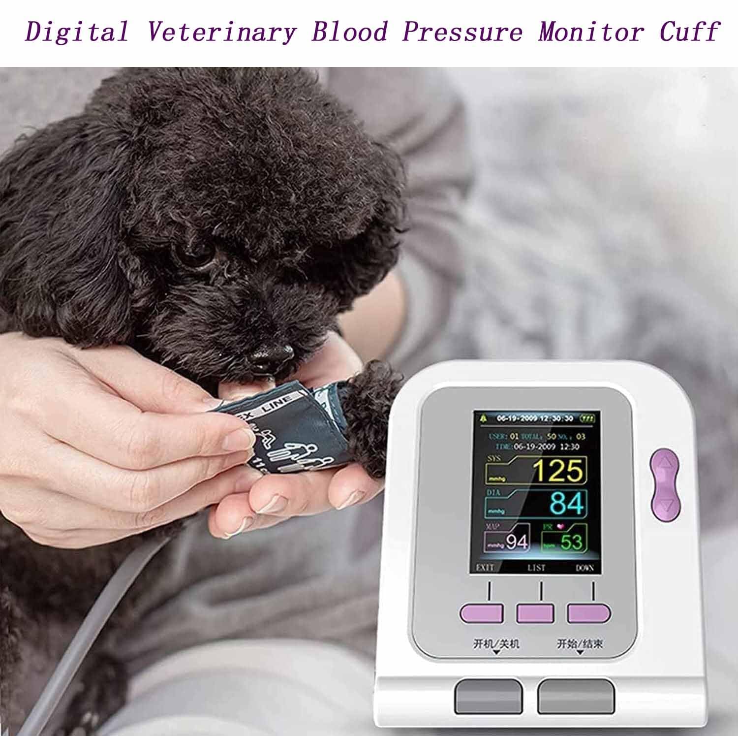 Sfigmomanometro Digitale Veterinario, Attrezzatura Per La Cura Degli Animali Per La Misurazione Della Pressione Arteriosa Con Schermo LCD E 100 Set Di Memoria Dati, 1 Tasto Operativo E Chip Alto
