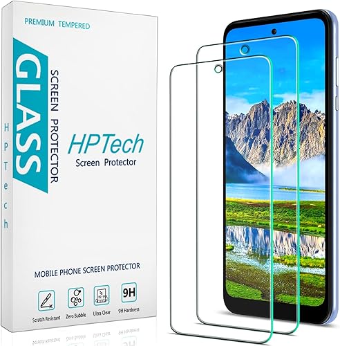 HPTech Paquete de 2 protectores de pantalla diseñados para Motorola Moto G Power 2022, vidrio templado, dureza 9H, antiarañazos, sin burbujas, fácil
