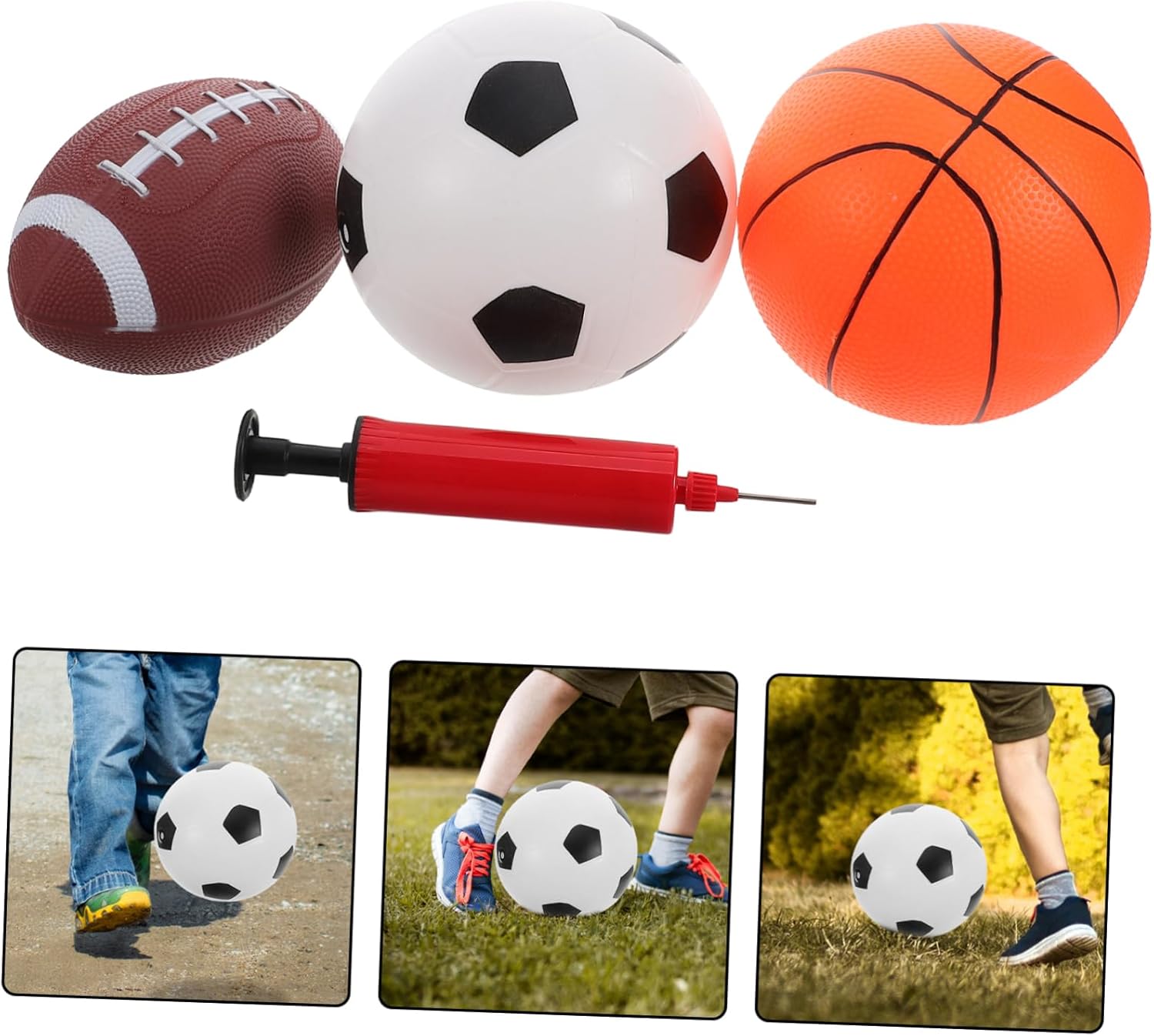 Vaguelly 1set Boys and Girls Inflatable Playground Set Soft Basketball Football Rugby Pump for Toddlers Motor Skills and Family Bonding Activities image 7 of 9 B0FBL4DVRW