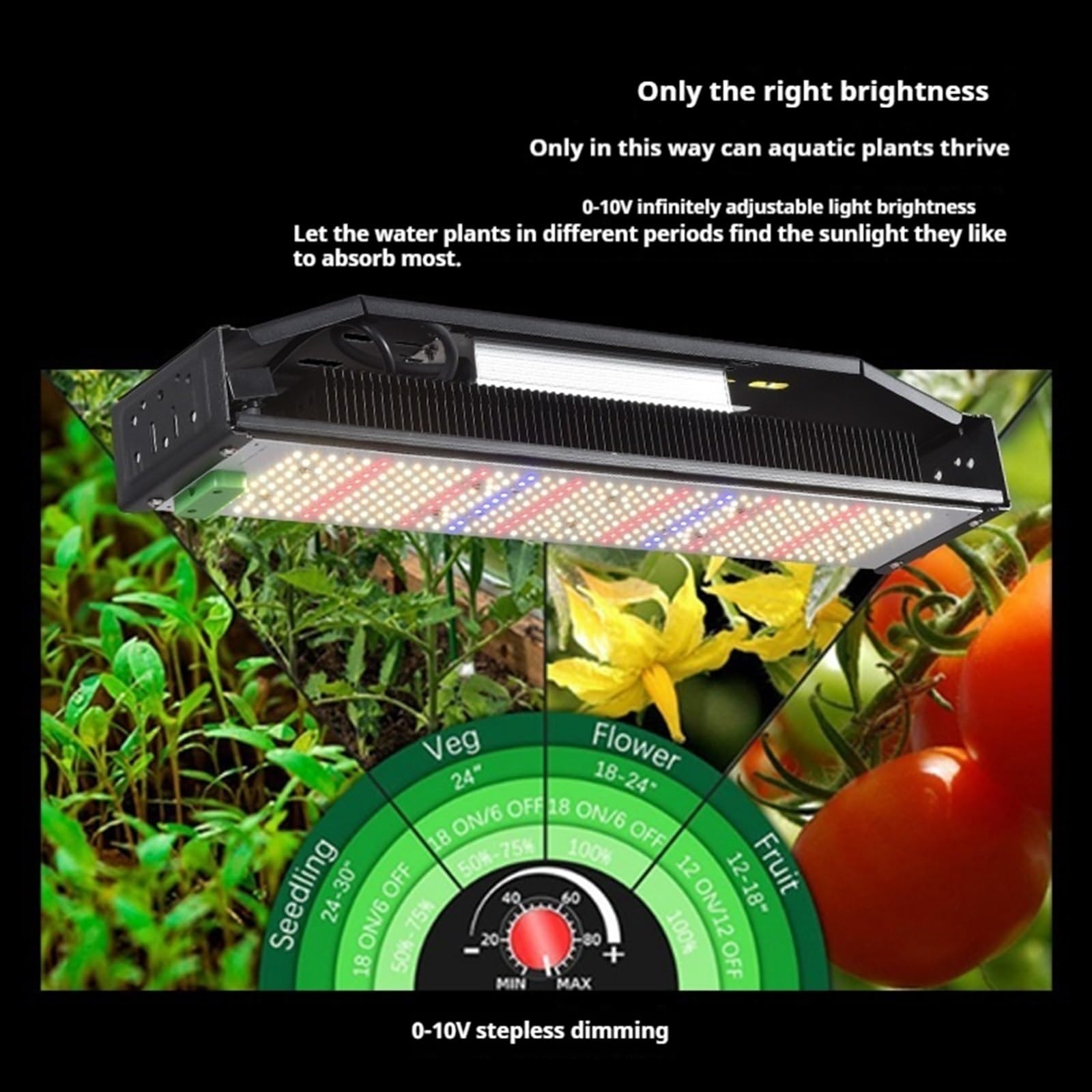 La pianta coltiva la luce, Lampada Da Coltivazione 240 W Dimmerabile, A Spettro Completo Con Dimmerazione Continua For Piante Idroponiche Interno, Semina, Verdura, Fiori(Fin long 240W)