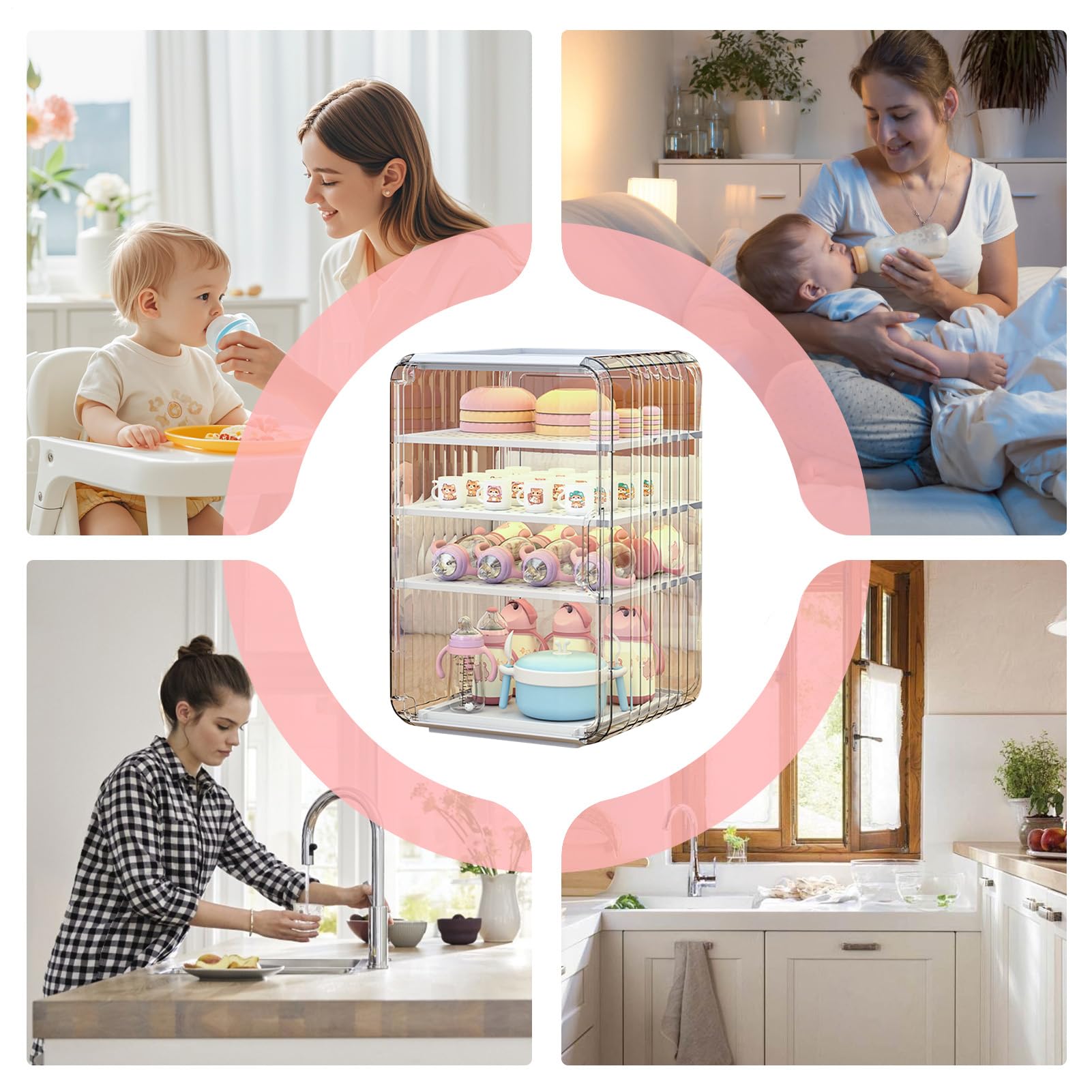 Generisch Organisateur de bouteilles pour bébé, porte-couverts pour, design transparent résistant à la poussière, rangement peu encombrant, pour cuisine, salle de bain, table, chambre à