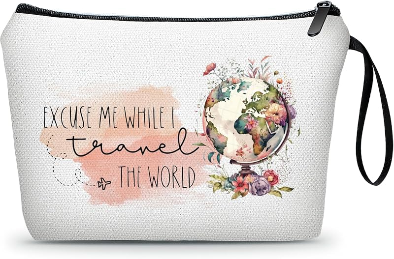 Necessaire de maquiagem para viagem KONSOM com estampa Paris, alça e zíper