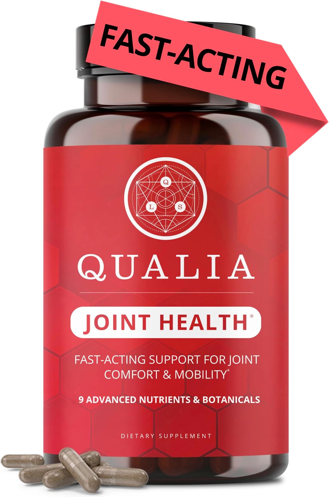 Qualia Joint Health 9 Advanced Joint Health nutrients: denatured Collagen, boswellia, tumeric, Boron, Ginger, L-carnitine. Cartilage Health, Tendon Strength, Healthy Joint Aging (1 Month Supply)