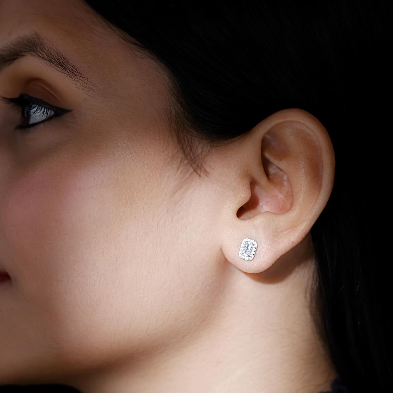 Certified 1.5 Carat Emerald Cut Cubic Zirconia Stud Earrings Sterling Silver, AAAA Quality - Gift For Special Occasions - Image 3