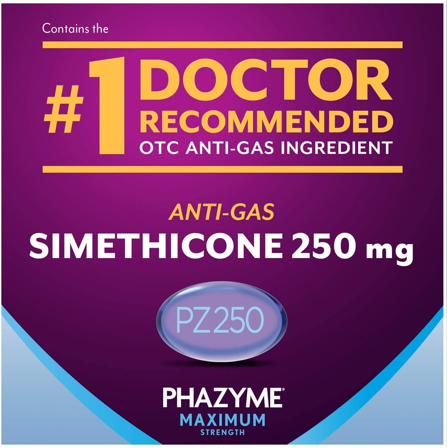 Phazyme Maximum Strength Gas and Bloating Relief | 250 mg Simethicone | 36 Fast GELS | Pack of 4 : Health & Household
