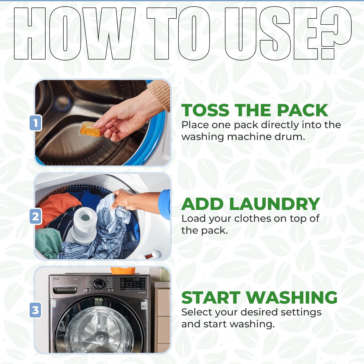 Eco Friendly Ultra Concentrated Liquid Laundry Packs(Water Soluble Laundry Detergent Packs Made in USA