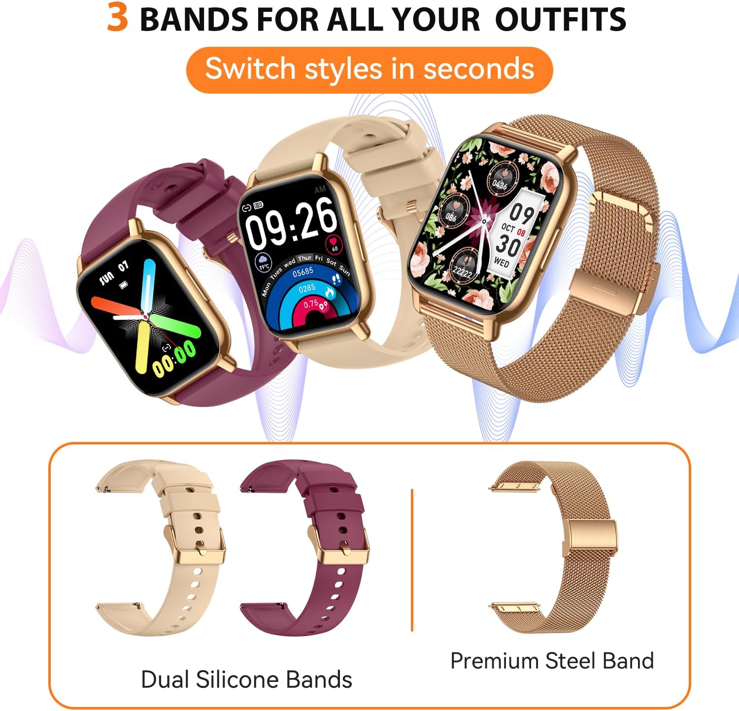 Smart Watch for Women, Fitness Tracker with Bluetooth Calls & AI Voice Control, 1.85’’ HD Screen, Heart Rate/SpO2 Monitor, Sleep Tracker, Compatible with Android iOS (Gold) 8 71OUwWUNpbL. AC SL1500