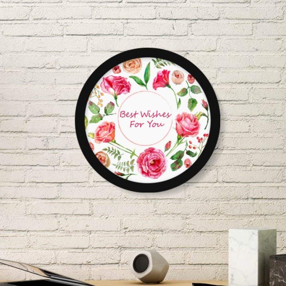 Cadre photo rond de motif roses rouges pour decoration murale salon