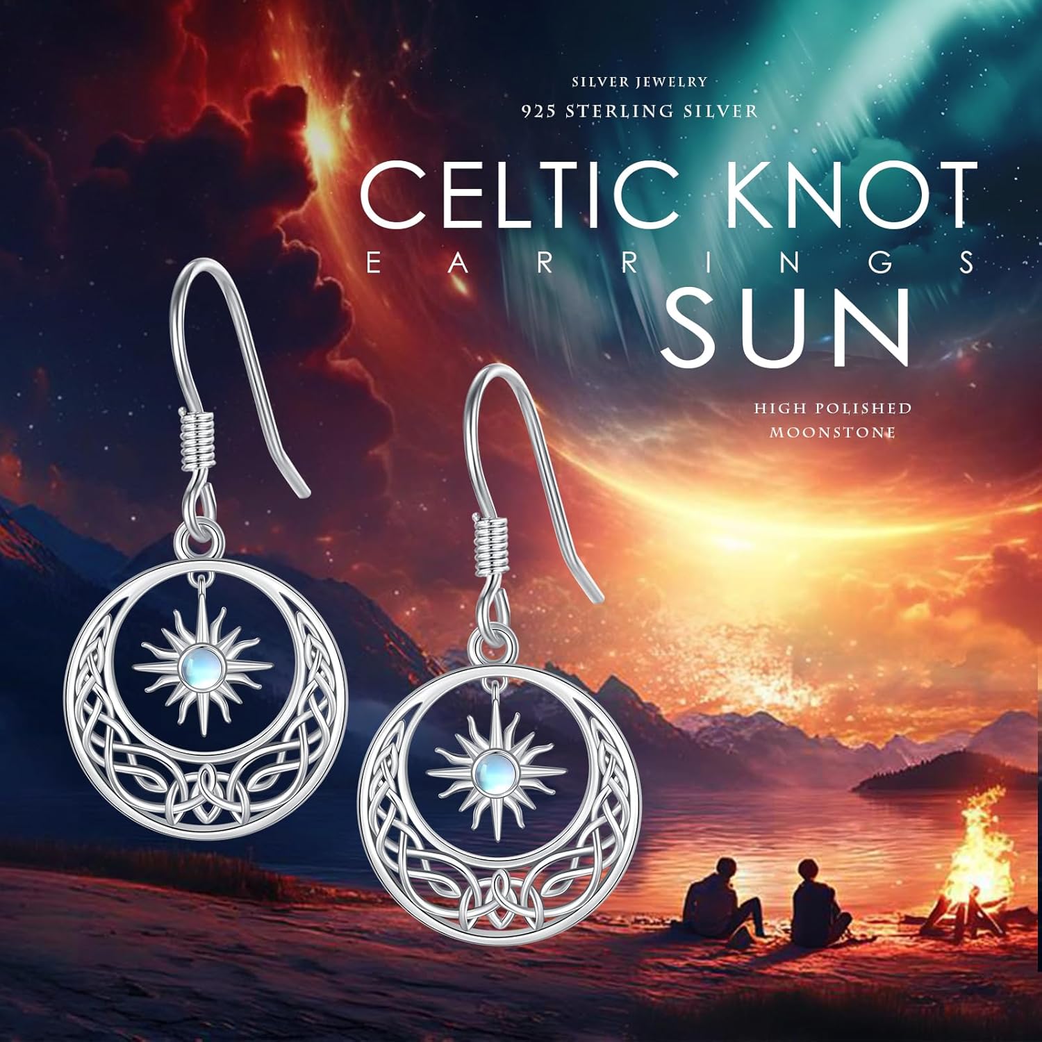 Star Earrings for Women 925 Sterling Silver Star Dangling Drop Earrings with Moonstone/Zircon Jewelry Gifts for Women - Image 6