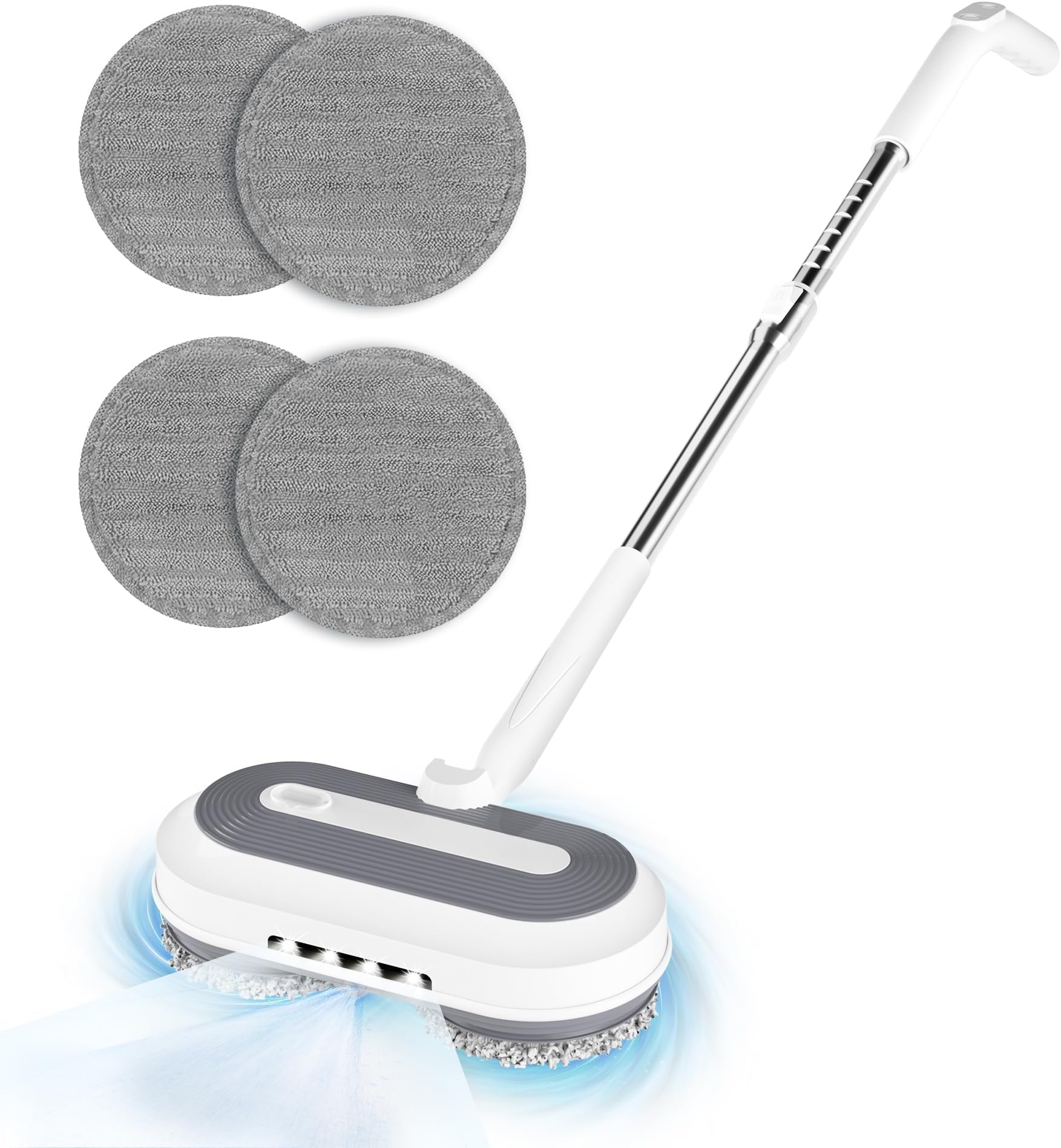 Cordless Electric Spin Mop With Water Sprayer & LED Headlights - 50mins Working Time, 200ml Tank, Self-Propelled Floor Cleaner, Adjustable Tube for Multi-Surfaces