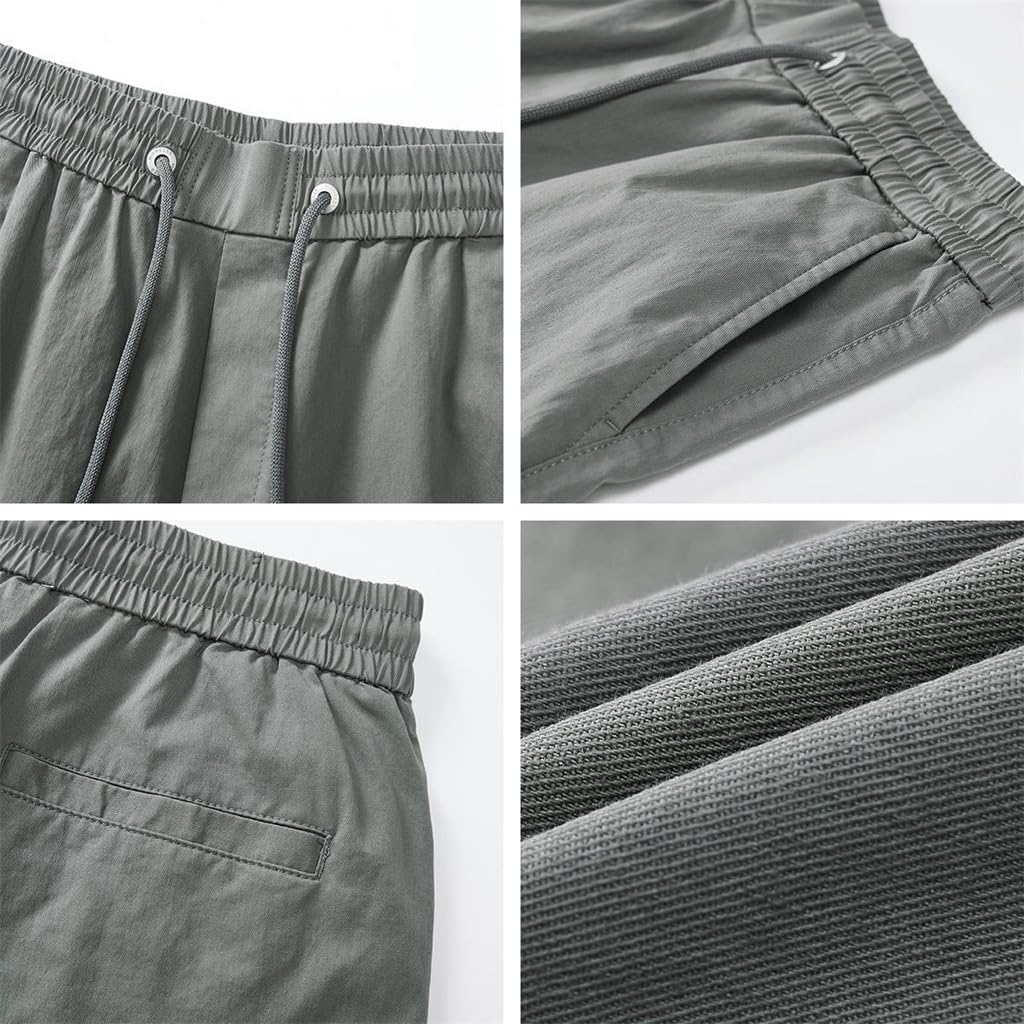 Men's Elastic Waist Pants Casual Work Shorts Man