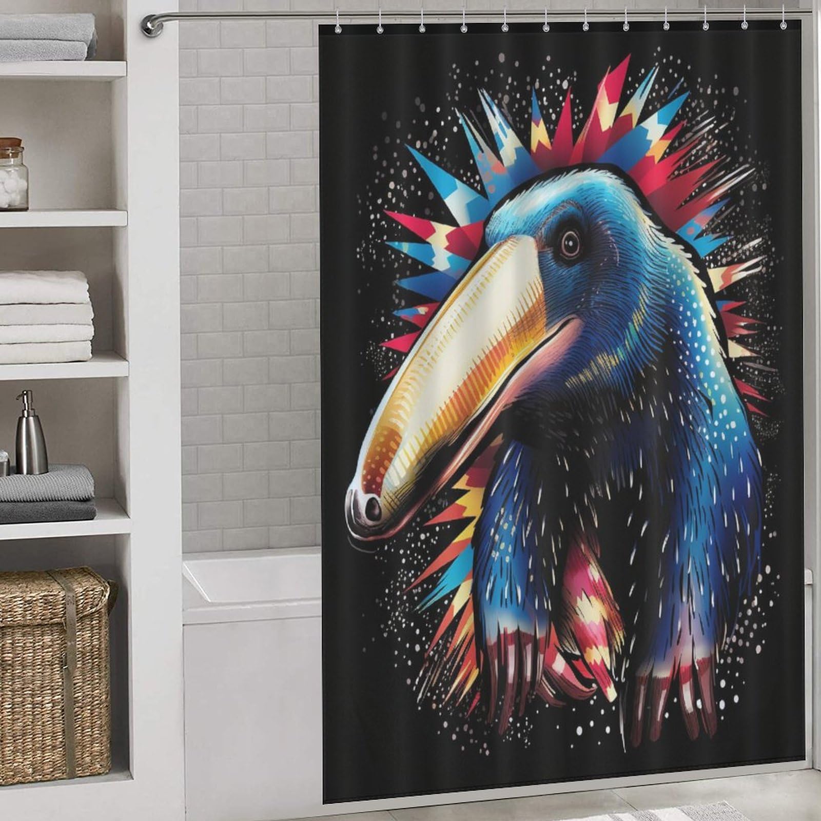 Rideau de douche tissu imperméable Fourmieater lavable 152x183cm