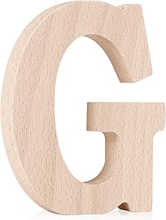 Oubest 4 Inches Wooden Letters for Wall Decor, 0.67 Inch Thick Unfinished Wood Small Standing Alphabet Letters for Home Party Decoration Wooden Name Signs DIY Painting Craft Projects (Letter G)