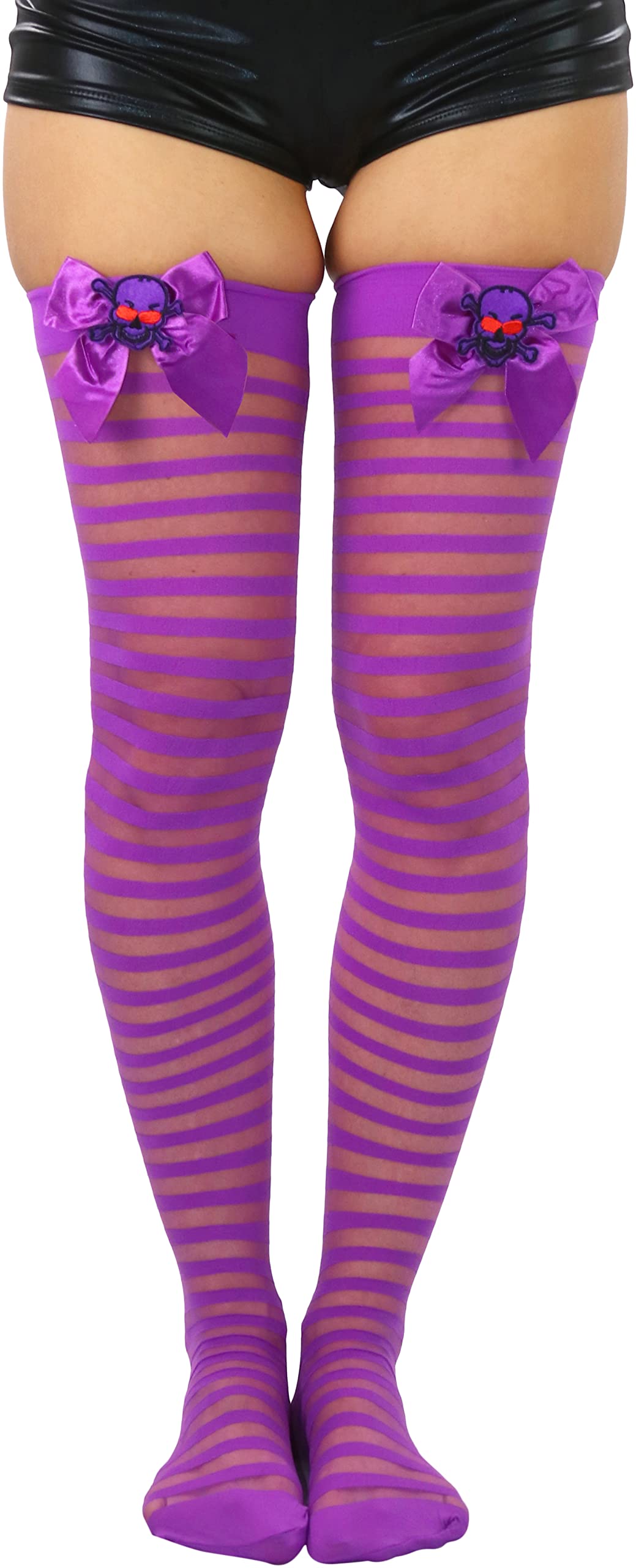 ToBeInStyle Women’s Skull Crossbones Skeleton Pirate Symbol Hosiery Tights &amp; Thigh High Stockings