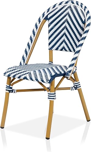 247 Shop at Home Analicia - Silla auxiliar francesa de aluminio y mimbre para todo tipo de clima, para cocina al aire libre, jardín, patio, junto a
