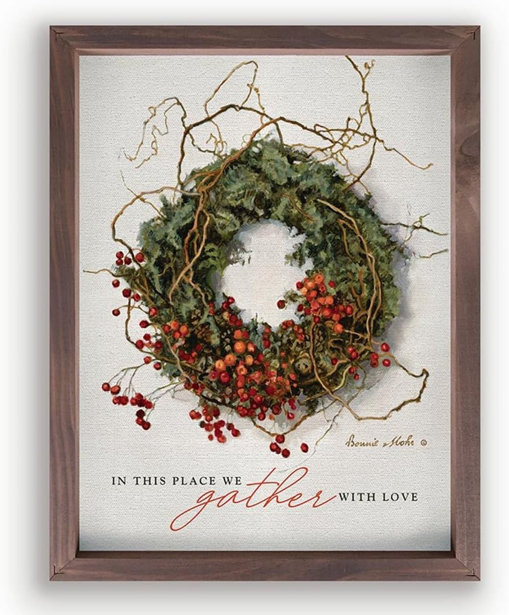 Festive Farmhouse Collection Framed Linen Art - In This Place We Gather