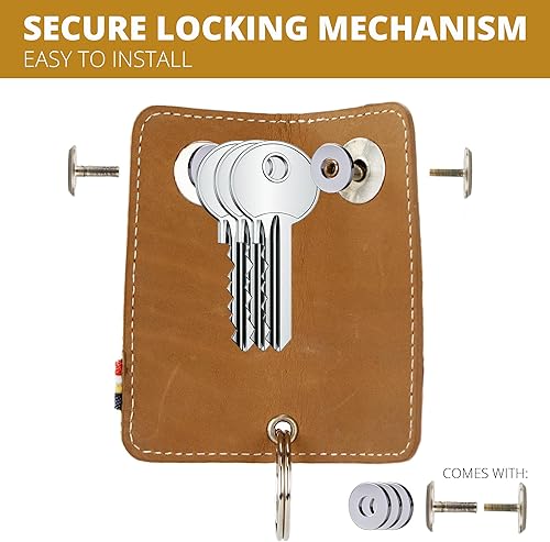 Miniatura 4 de GARZINI Organizador de llaves de cuero, soporte compacto para llaves con llavero, bolsillo para llaves de coche para hasta 7 llaves