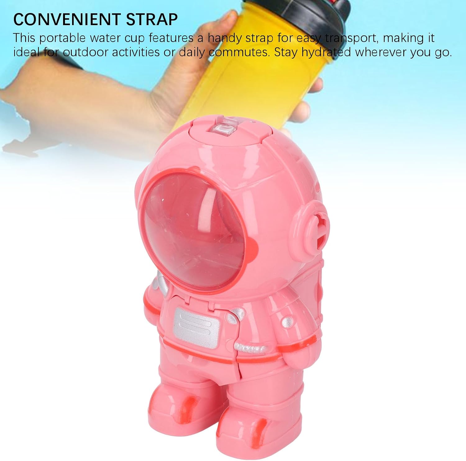 2PCS Water Dispenser for Kids, 250ml Astronaut Water Dispenser Water Cup with Small Cup and Strap, Childrens Straw Cup, Cute Mini Water Dispenser, Mini Water Machine (Pinkish)