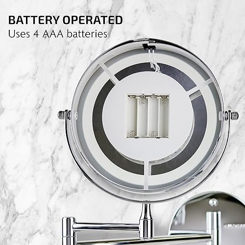 Vista 89 de Ovente serie MFW70 - Espejo de maquillaje con luz LED para montaje en pared Níquel cepillado