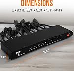 Pyle 19 prises 1U 19" Rackmount PDU centre de distribution d'alimentation, barre de conditionnement, protecteur de surtension 15 Amp, disjoncteur, 4 ports de charge USB multi-appareils, cordon de 15 pi
