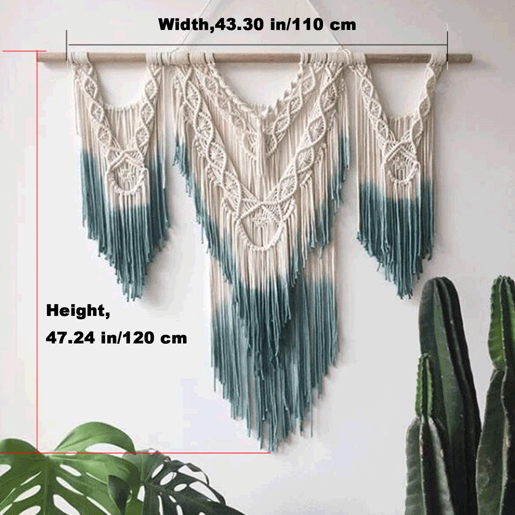 Tenture Murale Macramé Grande 140x110cm - Tapisserie Bohème Fait Main Avec Branches Naturelles