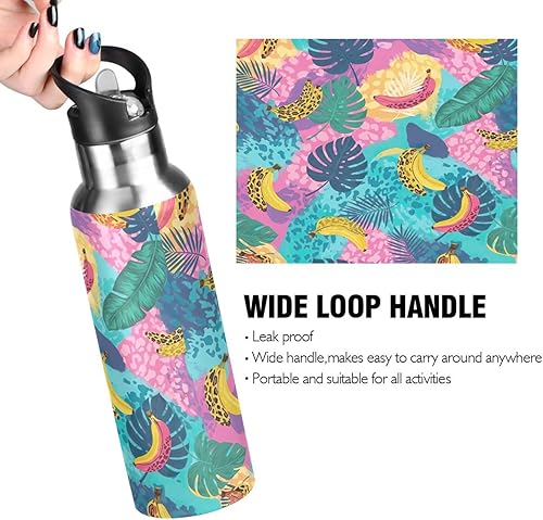 Miniatura 4 de Botella de agua deportiva sin BPA aislada de 20 onzas, botella de agua aislada de acero inoxidable con popote para gimnasio, viajes al aire libre,