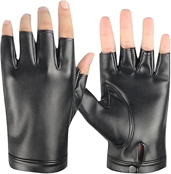 Amazon.com : Long Keeper PU Leather Gloves for Women Men Fingerless ...