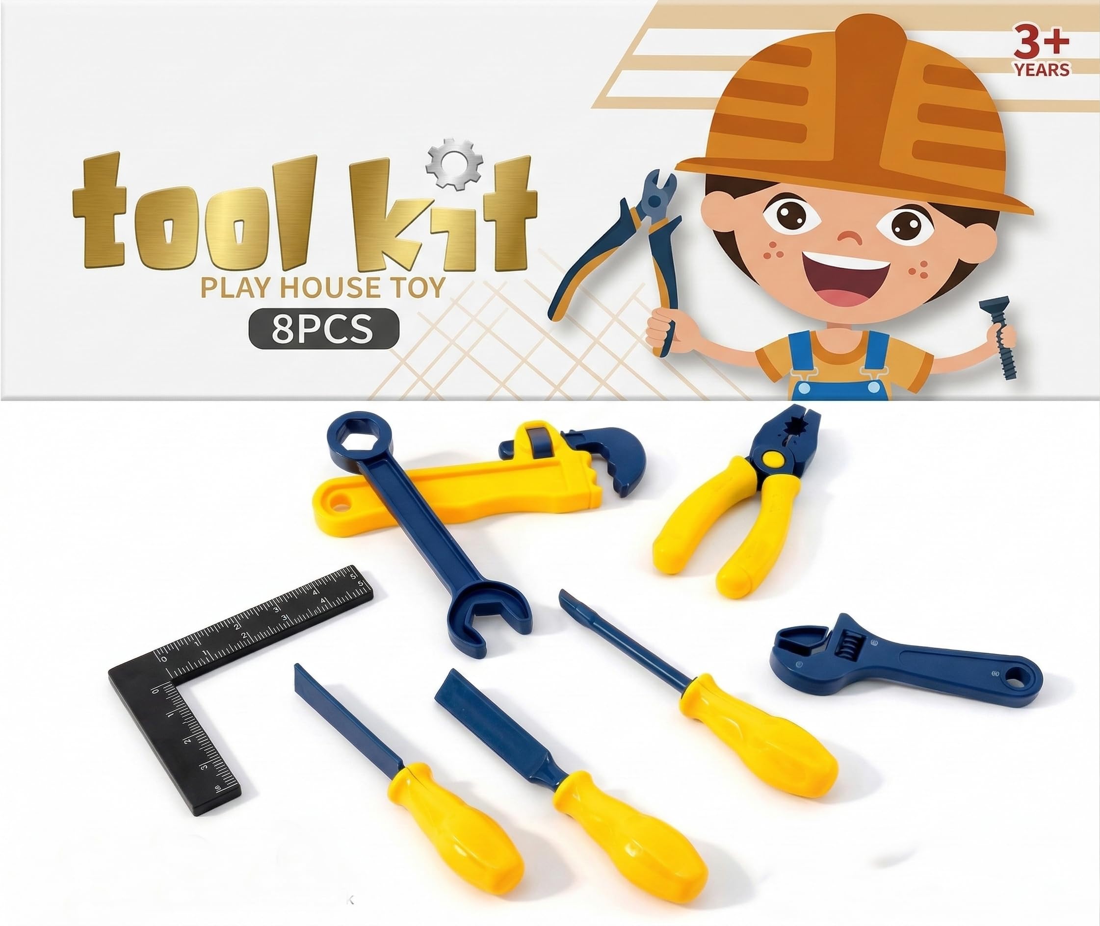 TOY STATION Kids Tools Kit | Construction Tools Set for Boys & Girls | Pretend Play Mechanic Tool Kit |STEM Learning |Educational DIY Role Play Toy for Ages 3-8 | Birthday Gift | 8pc Set 1