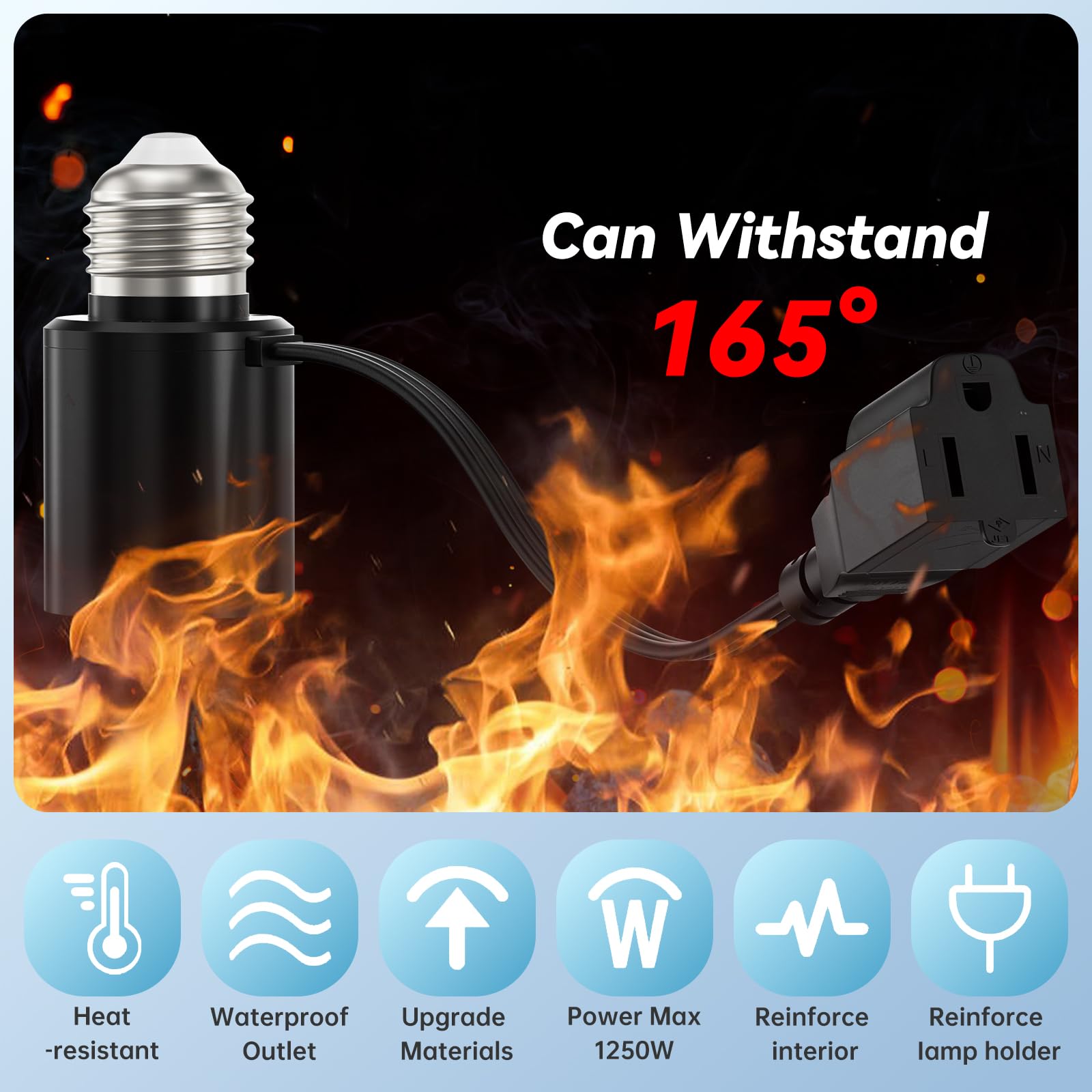 Light Socket Adapter - 2/3 Prong Converter -3