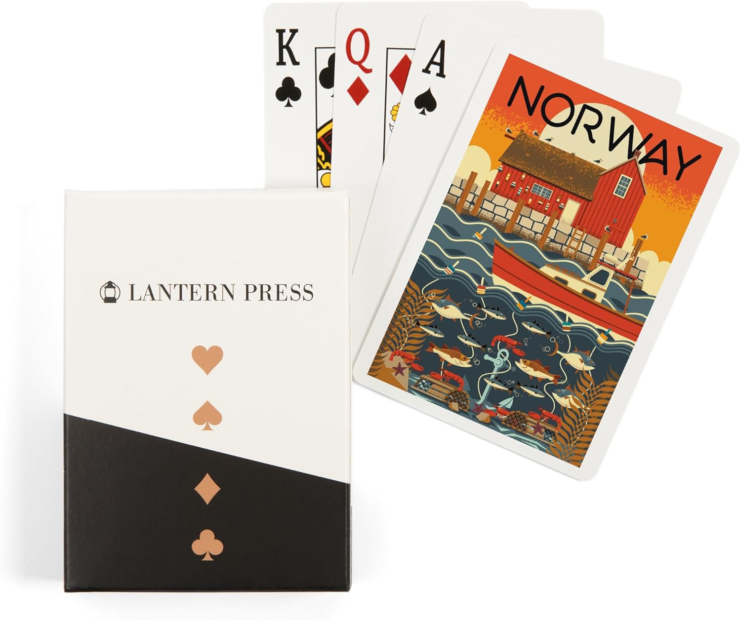Lantern Press Norway, Nautical Geometric, 52 Playing Cards for Adults, Poker Size Card Deck