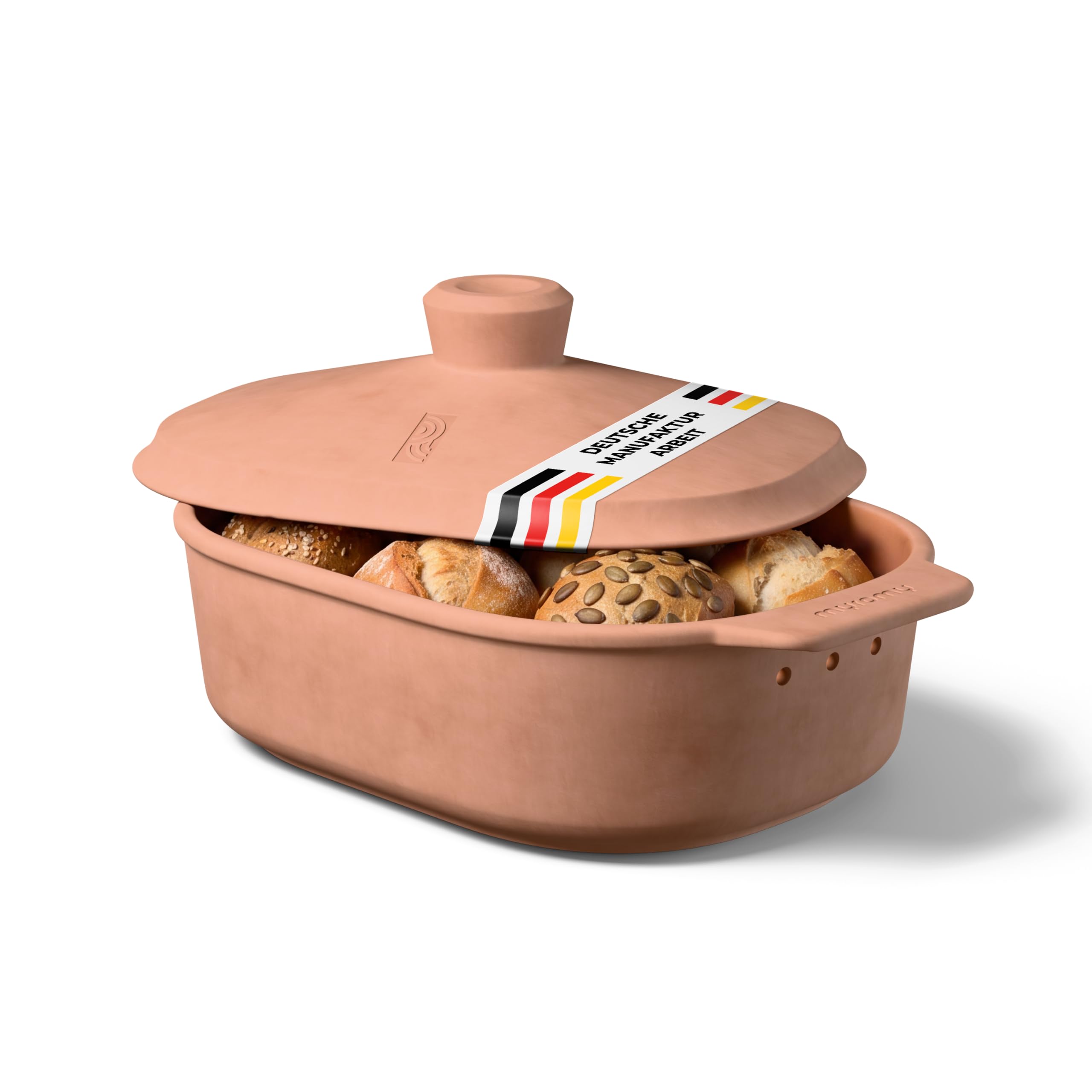 myromy® Brot-Frische-Topf 3,5 L Medium Keramik – Brottopf | Atmungsaktive Keramik hält Brot natürlich frisch – plastikfrei, stilvoll auf der Anrichte – Design für jeden Tag