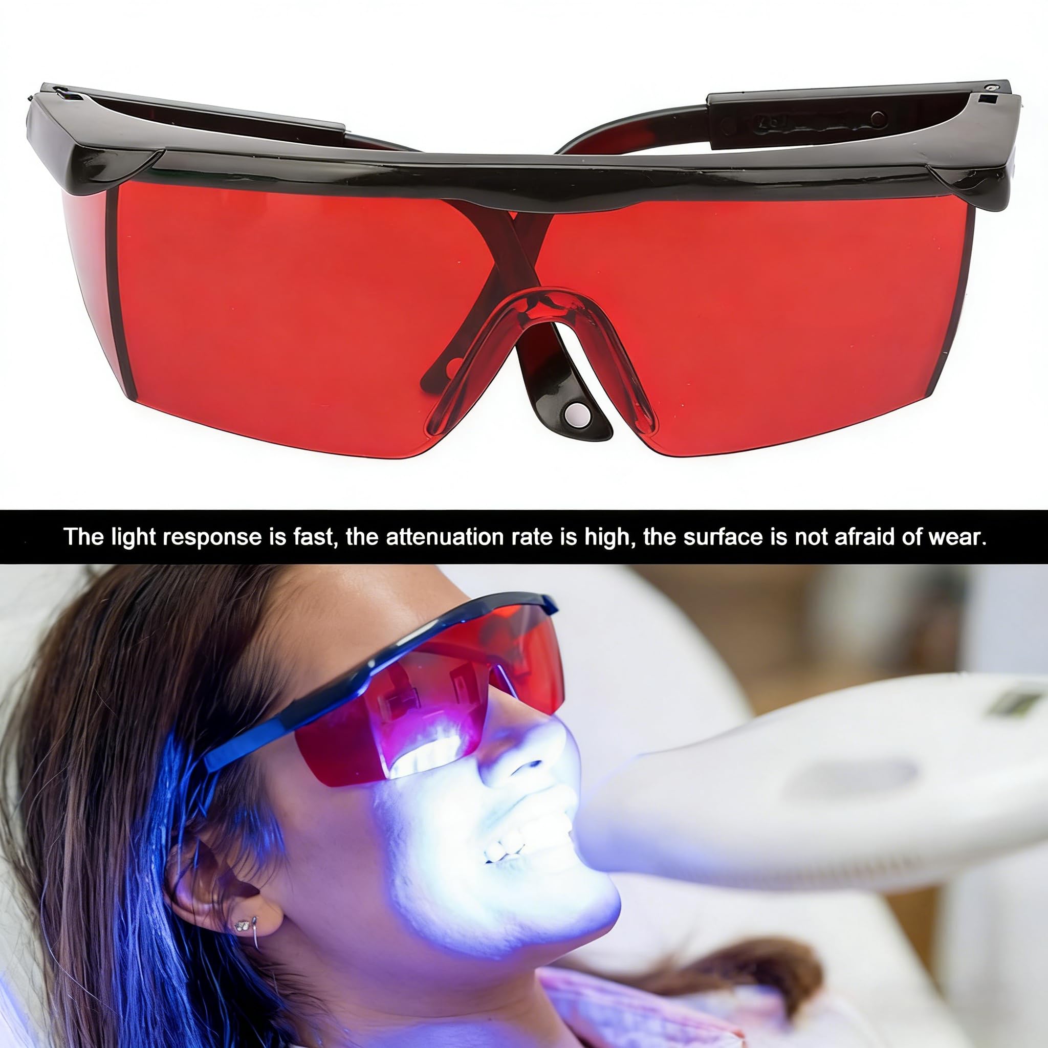 Occhiali protettivi laser, occhiali protettivi laser per PC portatili Occhiali anti laser di sicurezza per tutte le direzioni per la depilazione Disinfettante UV con luce blu(Rosso)