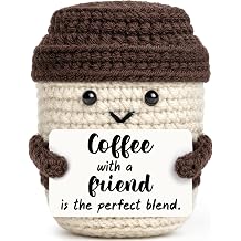 Friend Gifts for Women Female Best Friends Friendship Birthday Graduation Farewell Moving Handmade Crochet Coffee Lover Mug Accessories Coffee With A Friend Is The Perfect Blend Home Desk Decoration