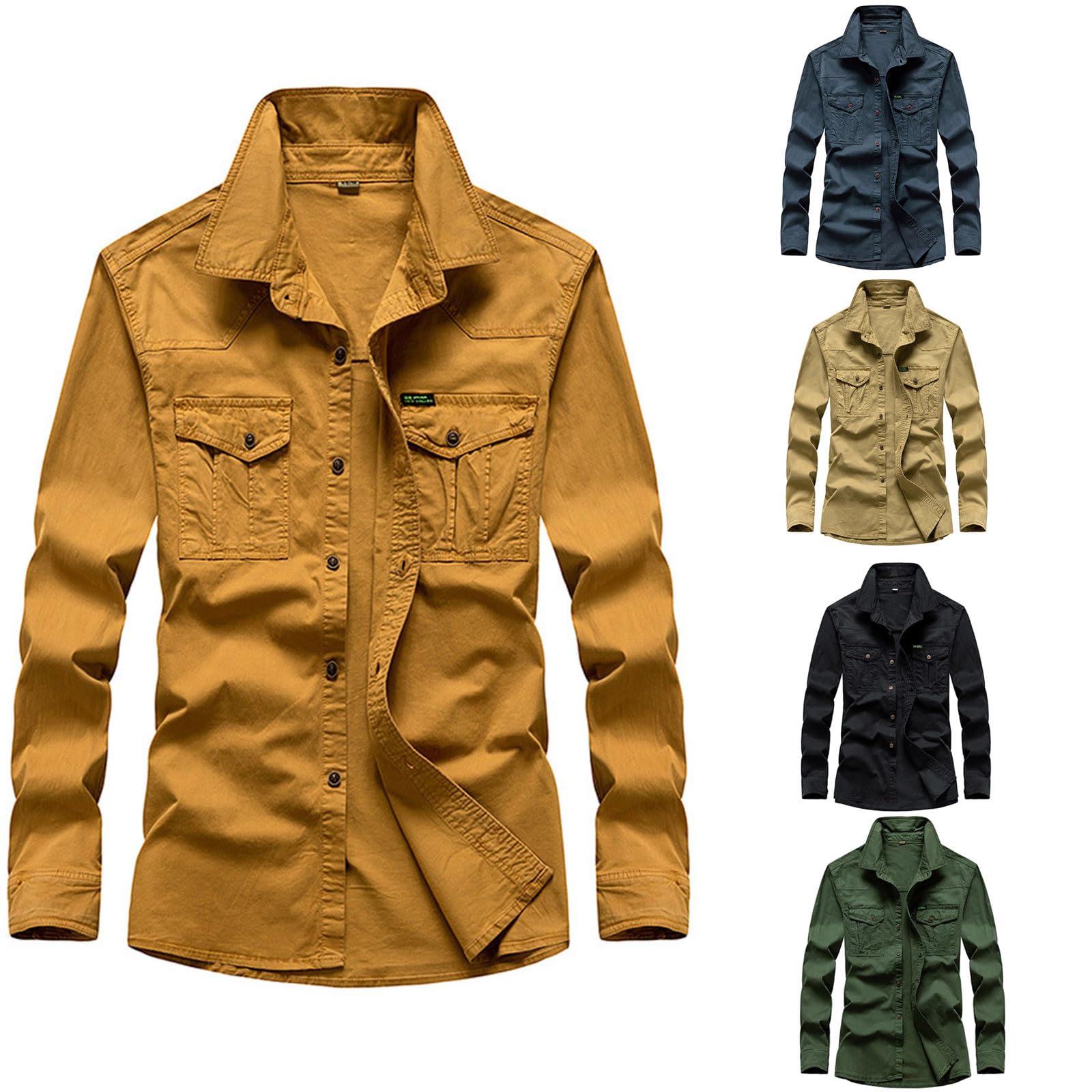 Hemd Jacke Herren Rugged Flex Relaxed Fit Canvas Fleece-Lined Snap-Front Jac Work Utility Button Down Shirt Outdoor Langarm Hemd Atmungsaktiv Hemd