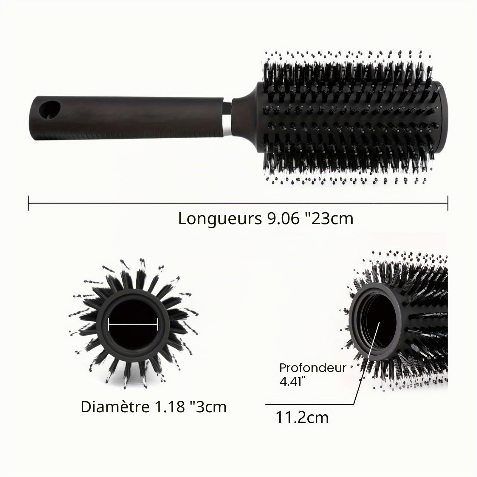 Brosse à cheveux avec rangement secret - Coffre-fort cacher argent et clés, brosse à cheveux de voyage - Tirelire discrète pour objets de valeur (noir)