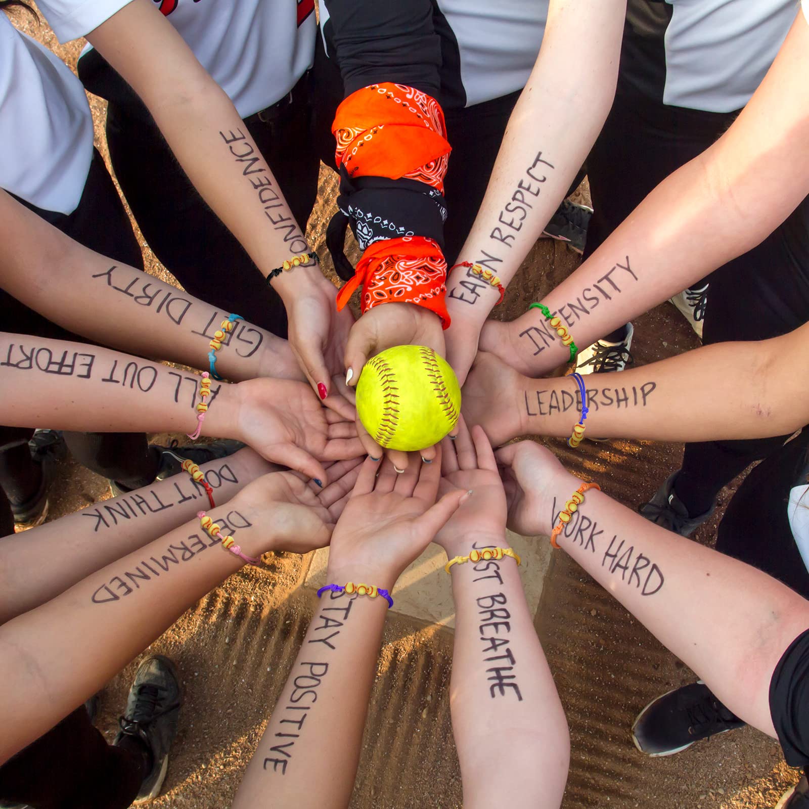 Glenmal 30 Pieces Softball Charm Bracelet Softball Gifts Baseball Party Favors Adjustable Inspirational Sport Ball Bracelet Handmade Rope Knot Bracelets for Girl Kid Teen Team Player Gift