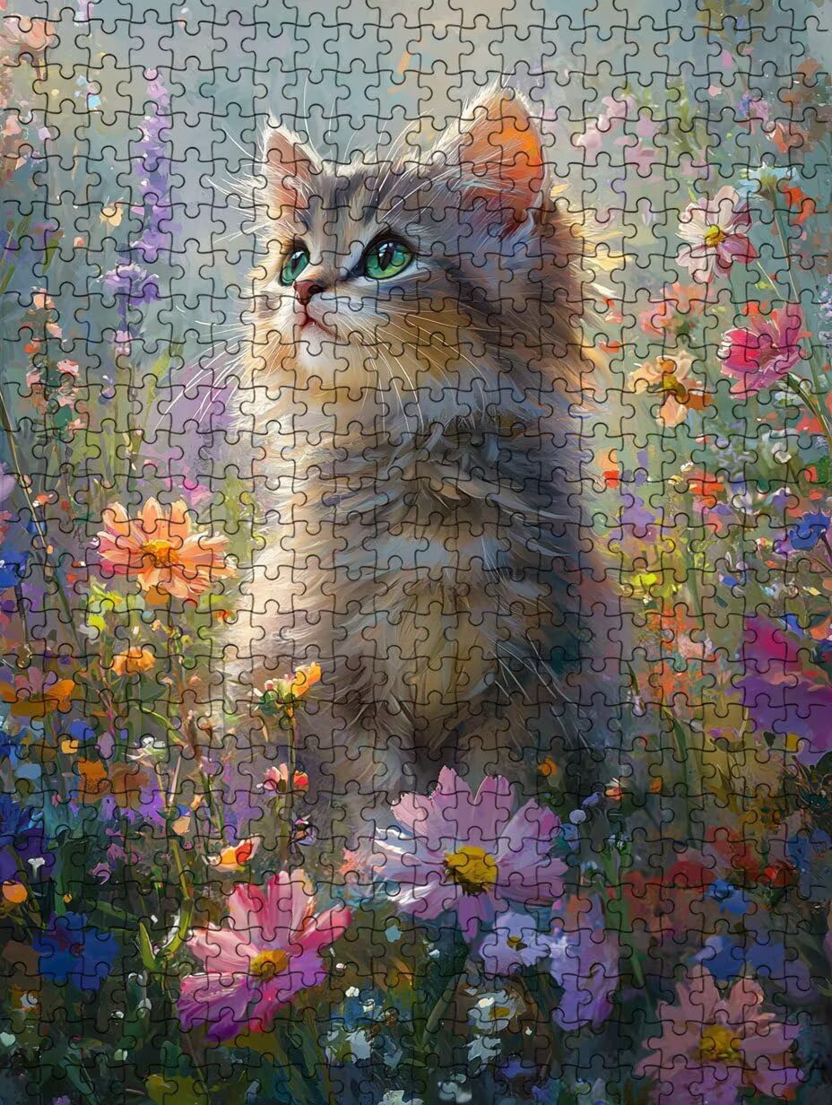 Katze Chrysanthemum Puzzle 6000 Teile, Klassische Puzzles, Geschicklichkeitsspiel Puzzle für Erwachsene, Puzzlespiele für Die Ganze Familie, Mit Schöner Verpackung, Dekoration Puzzles DX0YL3-932