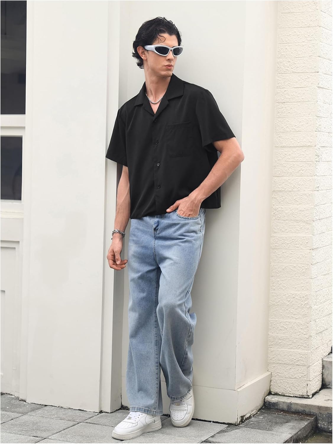 SHENHE Men's Button Up Shirt Short Sleeve Summer Casual Going Out Loose Fit Shirt Top - Image 5