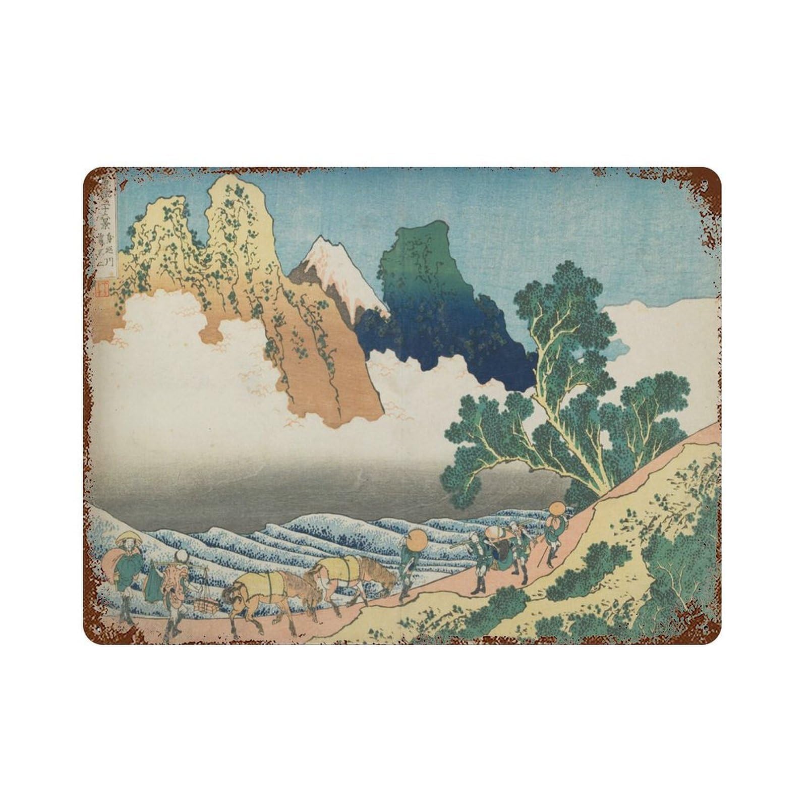 xiaoxiaoshen Hokusai Fuji River View, Japanese Wall Decor Art Metal Tin Poster Modern Home Decor Art Home Bar Shop Decorations Vintage Sign 30x40cm