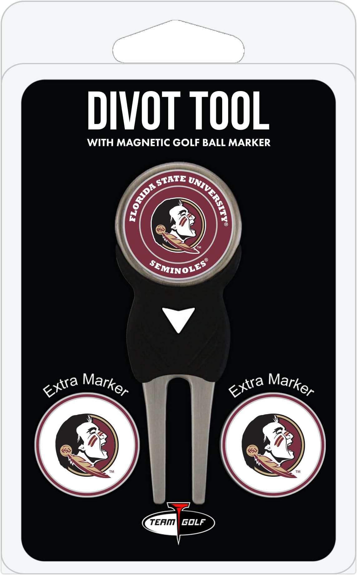 Team GolfNCAA Divot Tool with 3 Golf Ball Markers Pack, Markers are Removable Magnetic Double-Sided Enamel